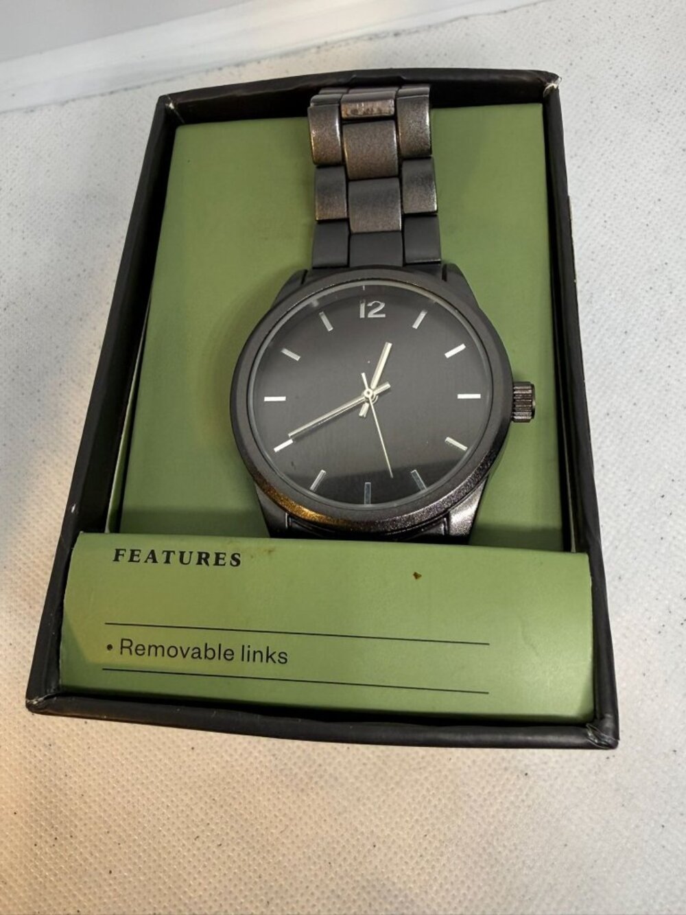 Goodfellow & Co Mens Matte Gunmetal Bracelet Watch Gray Dial With Box